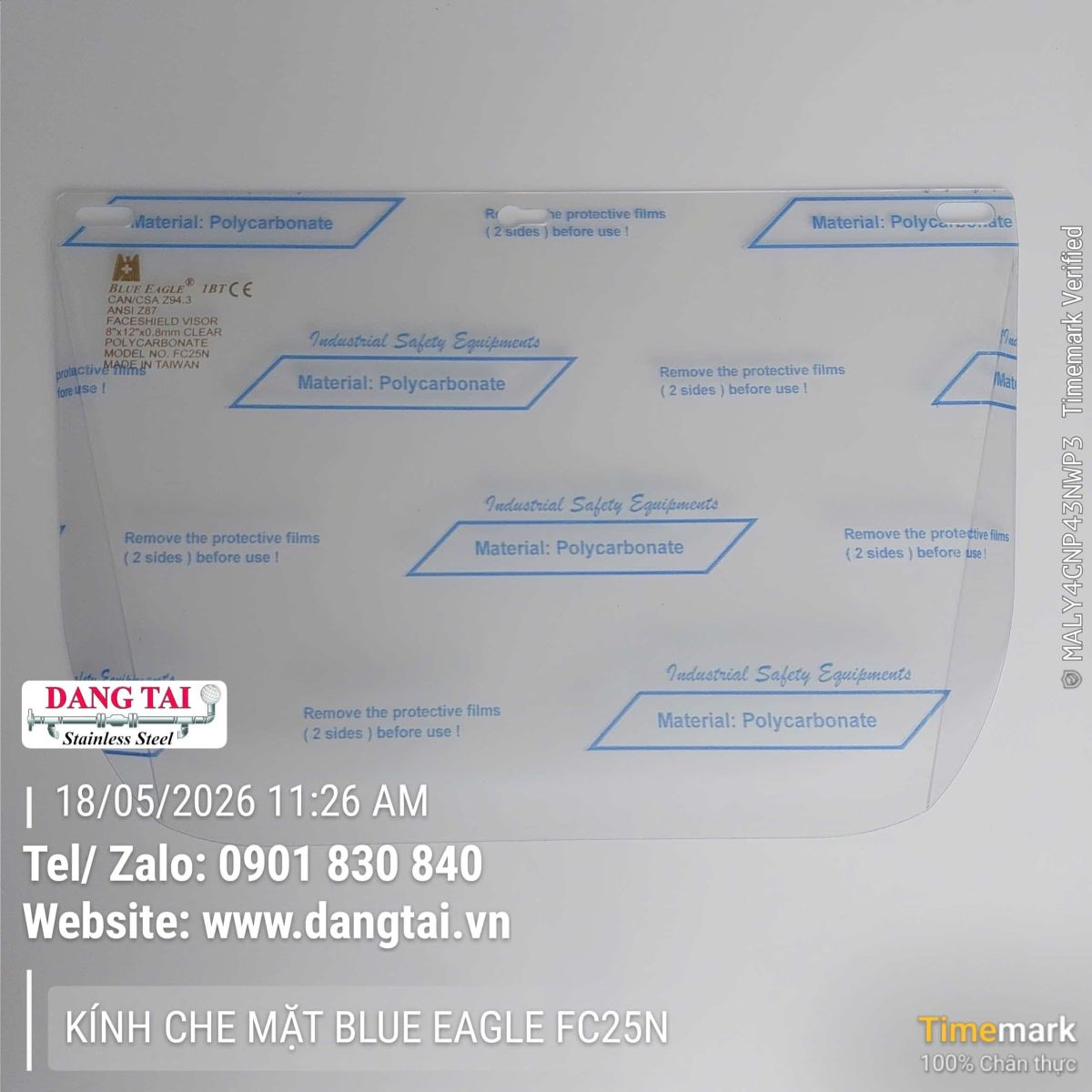 Kính Bảo Hộ Blue Eagle FC25N Chính Hãng Chống Bụi Chống Giọt Bắn An Toàn Lao Động