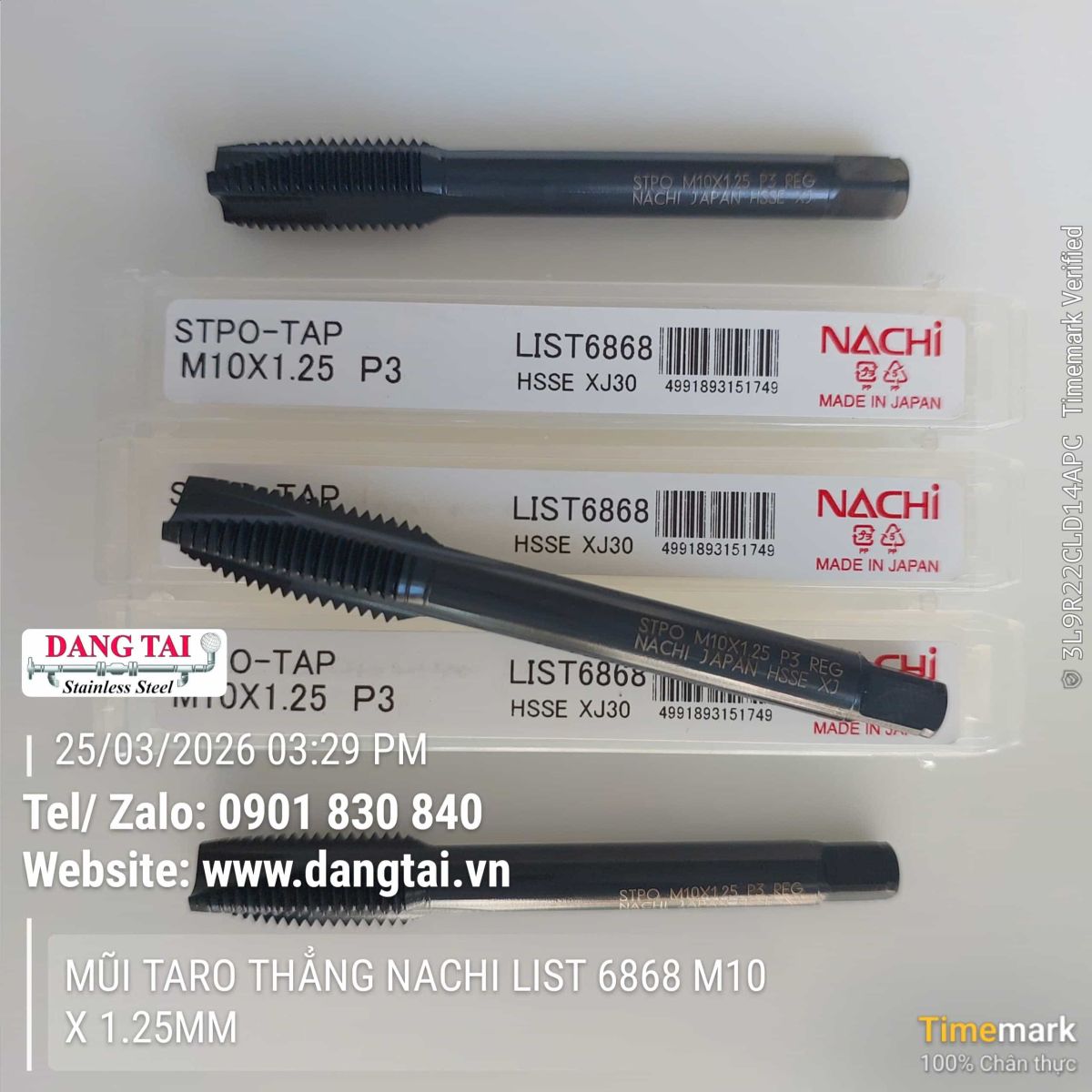 Mũi taro Nachi List 6868 đầy đủ kích thước
