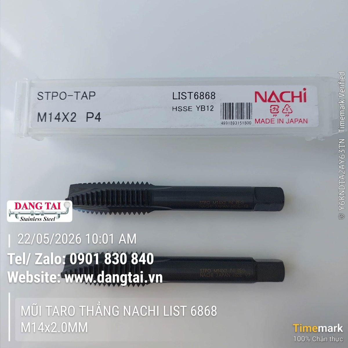Mũi taro thẳng Nachi List 6868 M14 x 2.0 chính hãng Nhật Bản