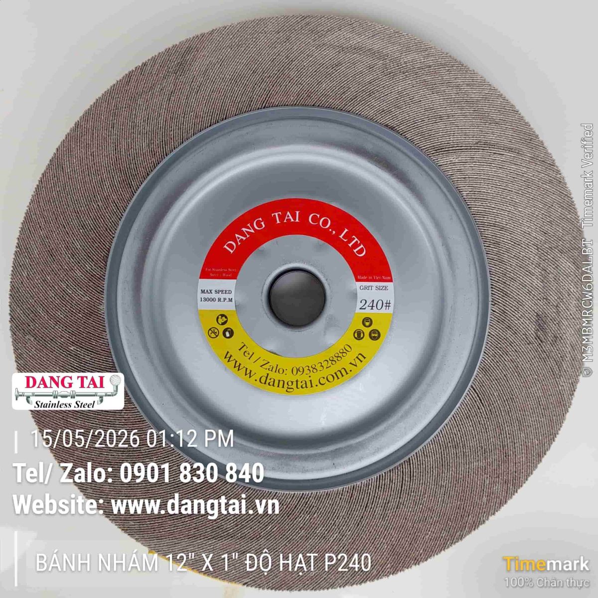 Bánh nhám đánh bóng inox 12 x 1 inch cho xưởng cơ khí