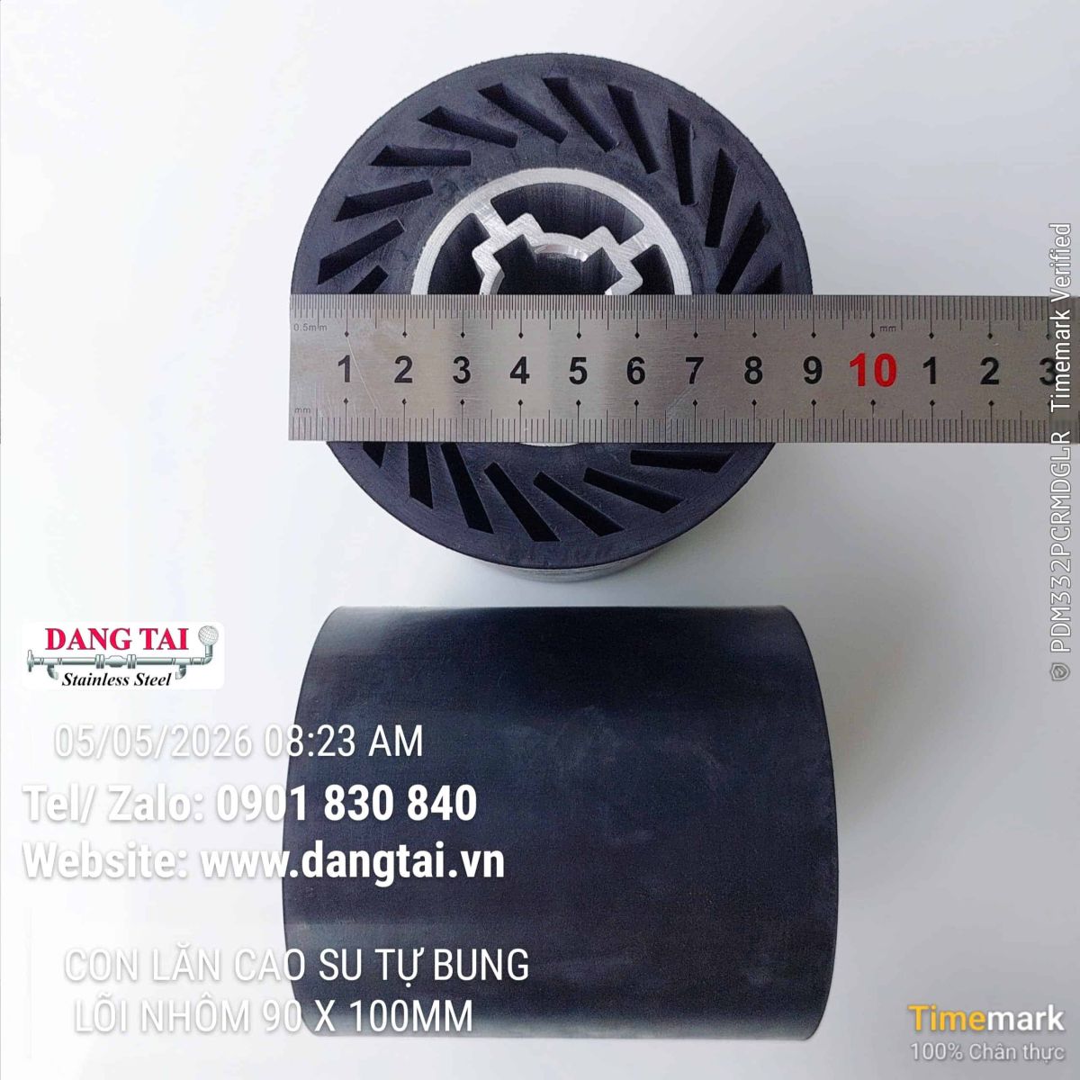 Trục cao su tự bung 90x100mm lõi nhôm mài kim loại, bền chắc