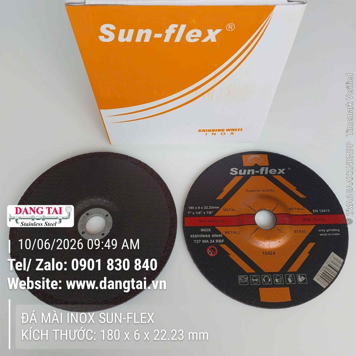 Đá mài inox SUN FLEX chính hãng mài inox sắt kim loại độ bền cao cho máy mài góc