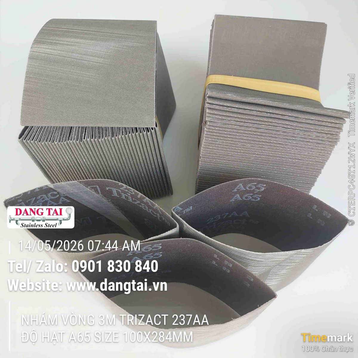 Nhám Vòng 3M Trizact 237AA A65 Chính Hãng – Nhám Đai Đánh Bóng Inox, Kim Loại Độ Bền Cao, Hoàn Thiện Bề Mặt Hiệu Quả