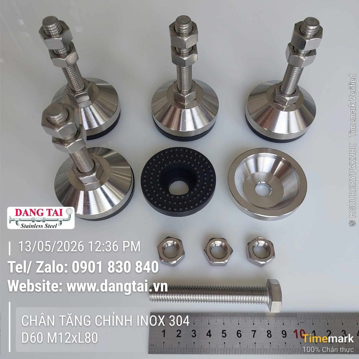 Chân đế tăng chỉnh inox 304 chịu lực tốt