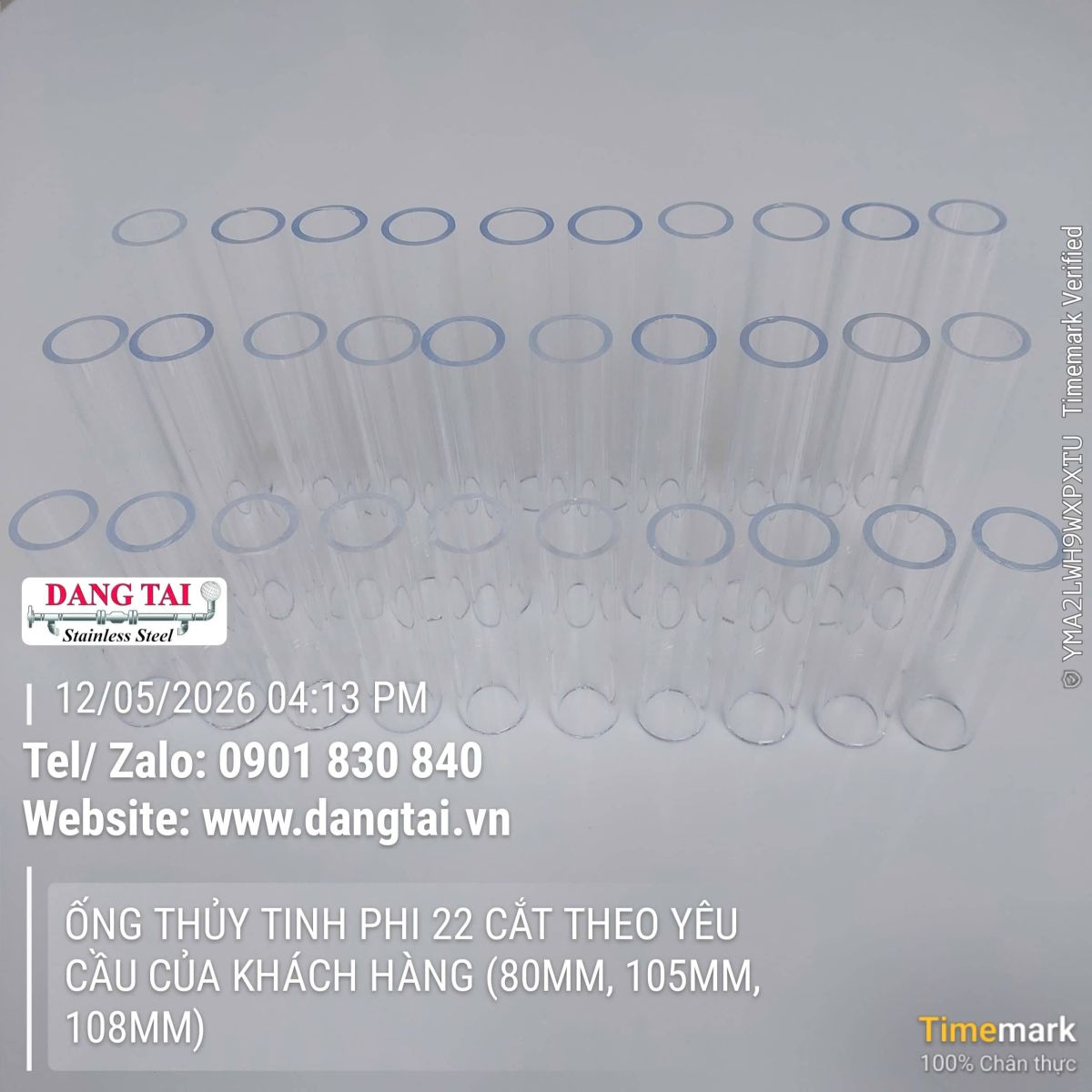 Ống thủy tinh chịu nhiệt trong suốt chất lượng cao