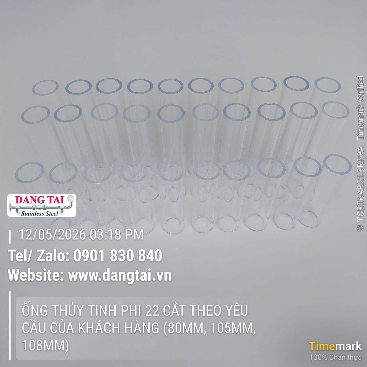 Ống thủy tinh trong suốt bền đẹp nhiều kích thước