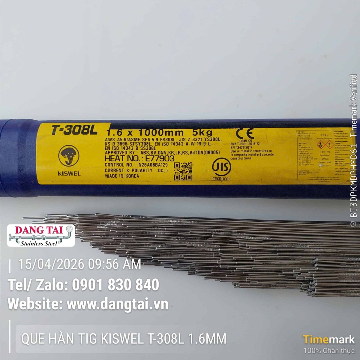 Que hàn TIG inox Kiswel chính hãng hàng sẵn kho