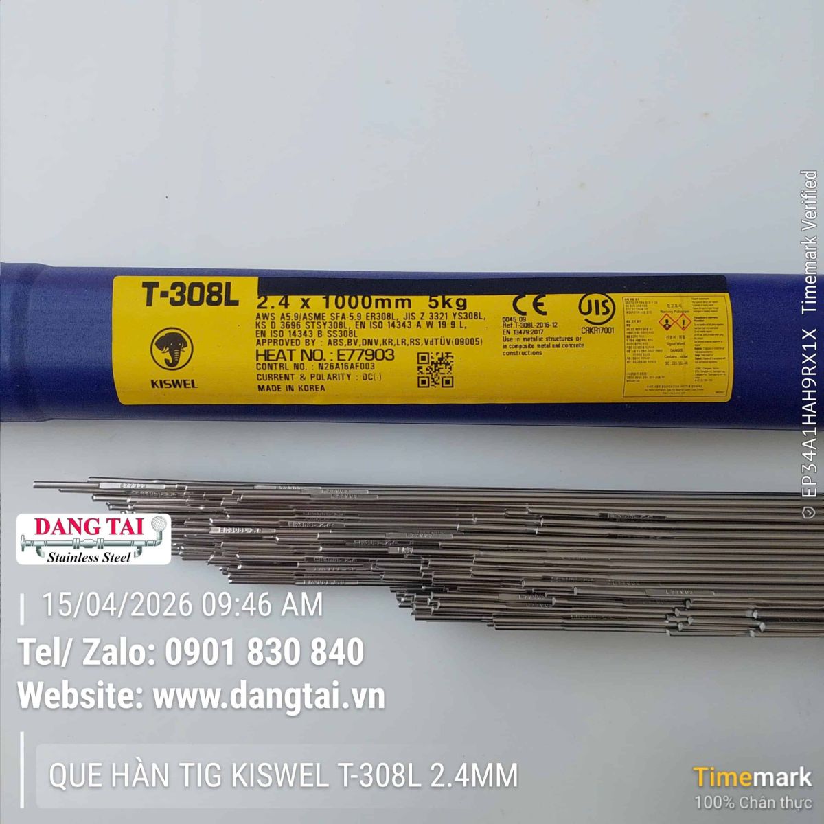 Que hàn TIG Kiswel 308L giá cạnh tranh toàn quốc