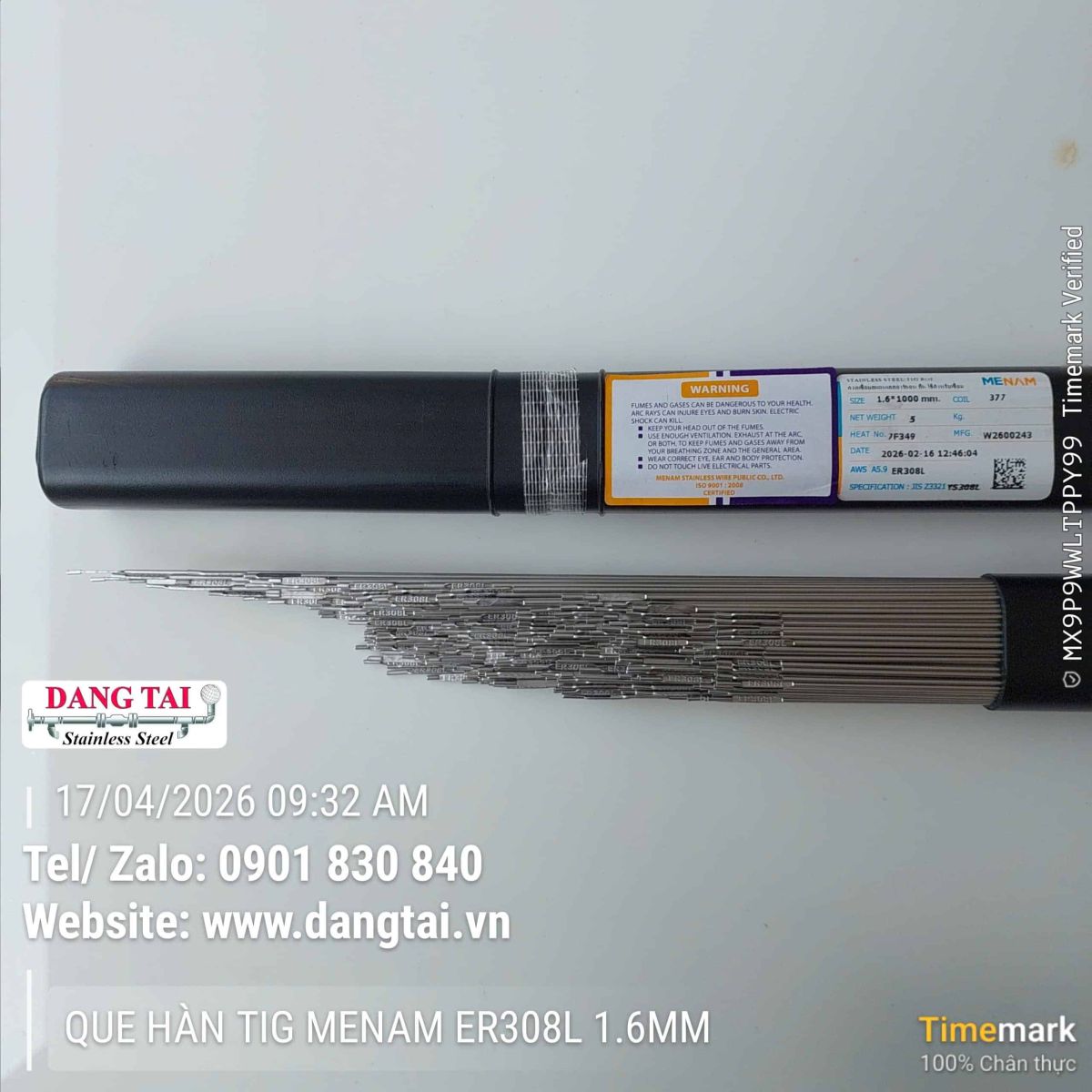 Que hàn TIG 308L Menam sẵn kho giao nhanh