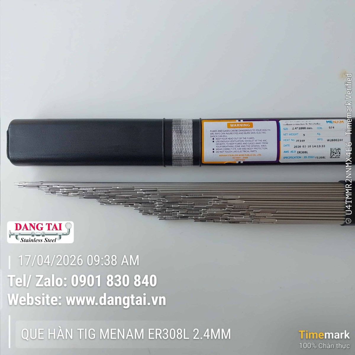 Que hàn TIG Menam 308L giá rẻ chính hãng