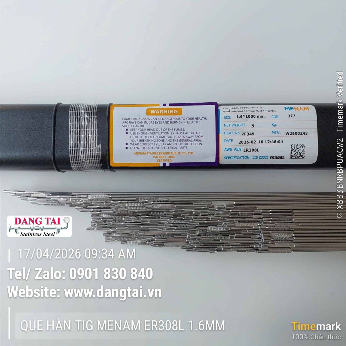 Que hàn TIG Menam 308L chính hãng chất lượng cao