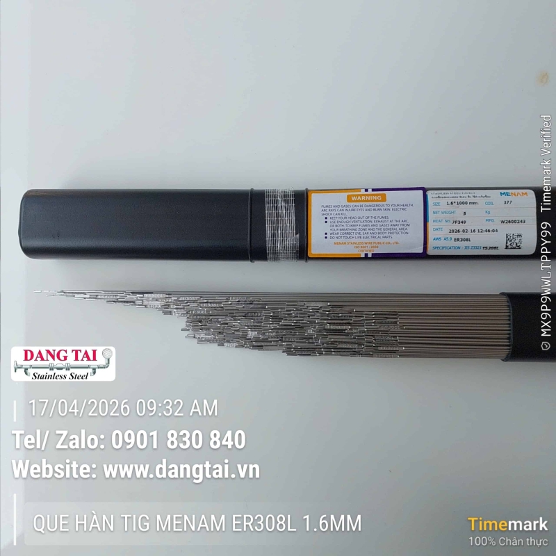 Que Hàn TIG Inox Menam 308L Chính Hãng – Hàn Đẹp, Bền, Giá Tốt