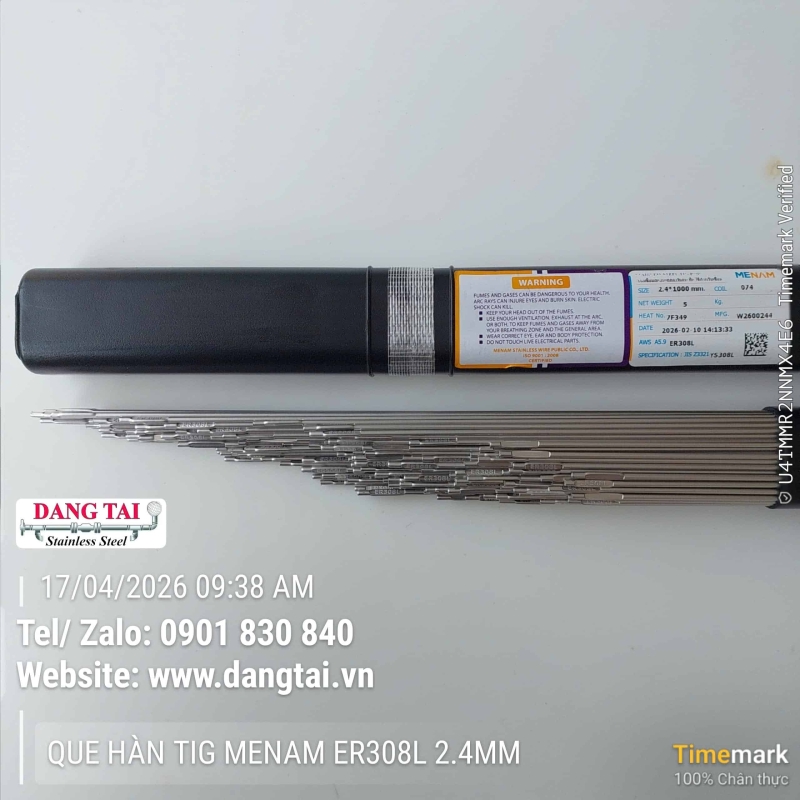 Que Hàn TIG Inox Menam 308L Chính Hãng – Hàn Đẹp, Bền, Giá Tốt