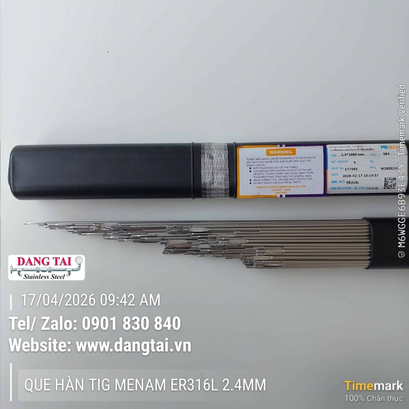 Que Hàn TIG Inox Menam 316L Chính Hãng – Chống Ăn Mòn, Bền, Giá Tốt