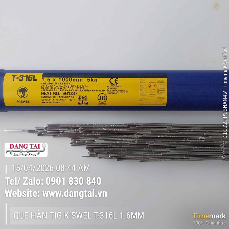 Que Hàn TIG Inox Kiswel 316L Chính Hãng – Chống Ăn Mòn, Bền, Giá Tốt